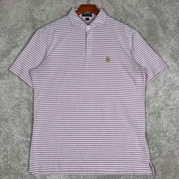Peter Millar Other - Peter Millar Polo Shirt Mens Medium Pink Striped Sage Valley Crown Crafted Pima